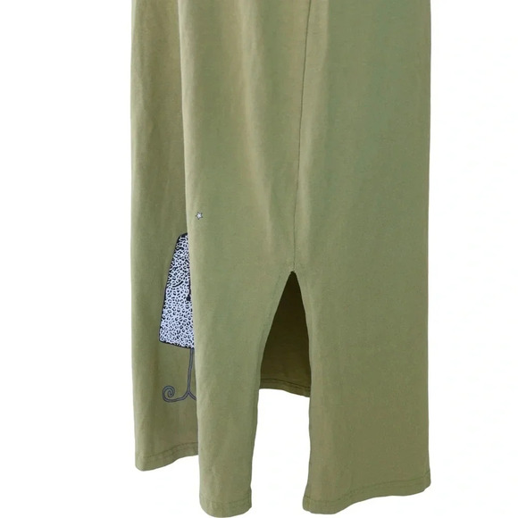 *Flaw* Superline USA Maxi Dress Fashion Mannequins Block Print Asparagus Green L - Picture 5 of 14